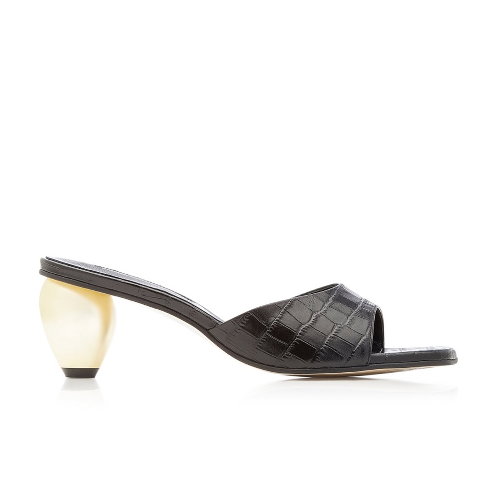 Croc embossed leather sandals